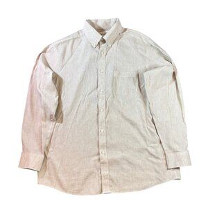 Gold Label Roundtree & Yorke Luxe Linen Shirt Beige Long Sleeve Button-Down - L